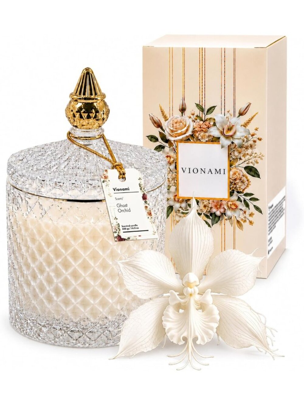 Luxury Scented Candle - Rare Ghost Orchid Flower Fragrance, Perfect Gift